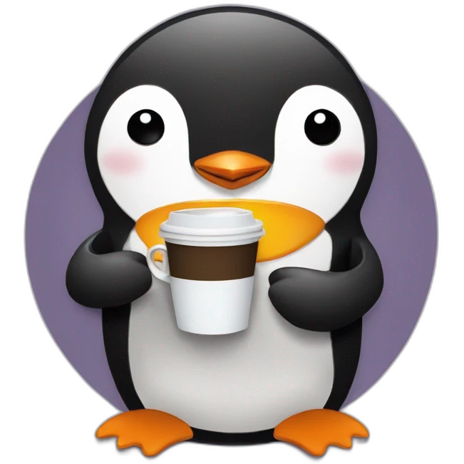 penguin drinks coffee emoji