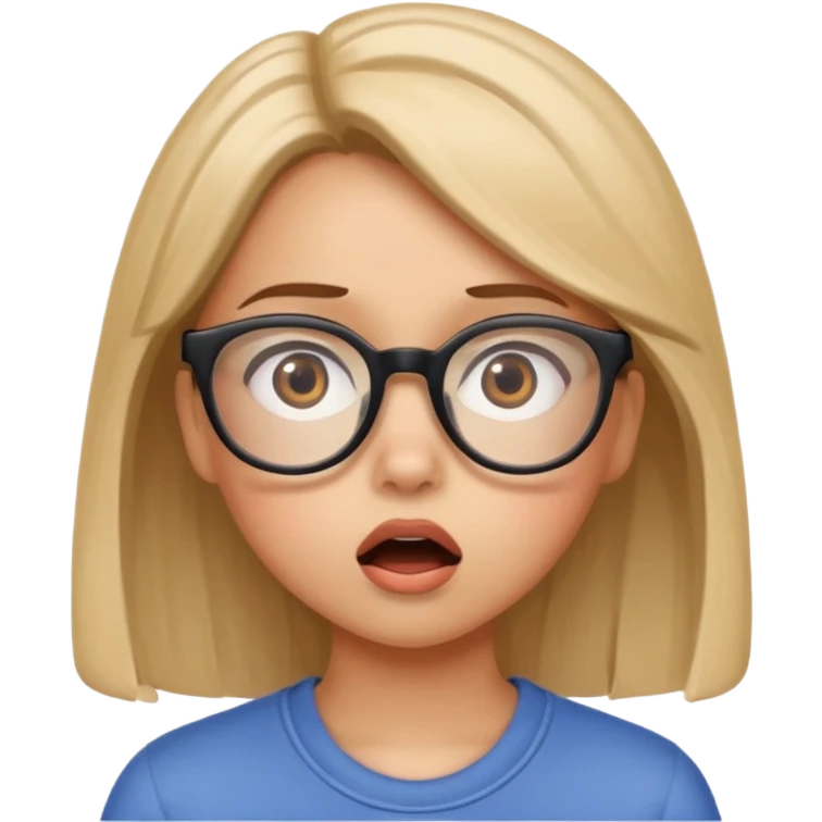 girl with glasses looking surprised into the distance emoji