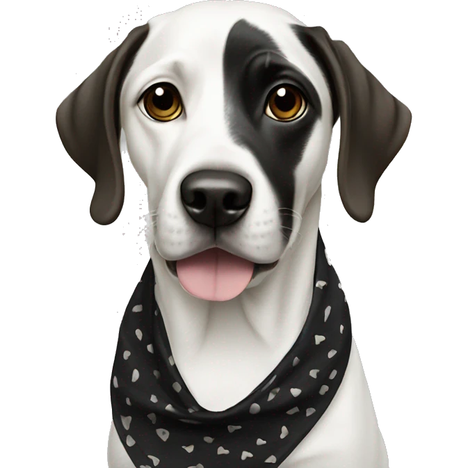 dog with black eyes portrait dot bandana emoji