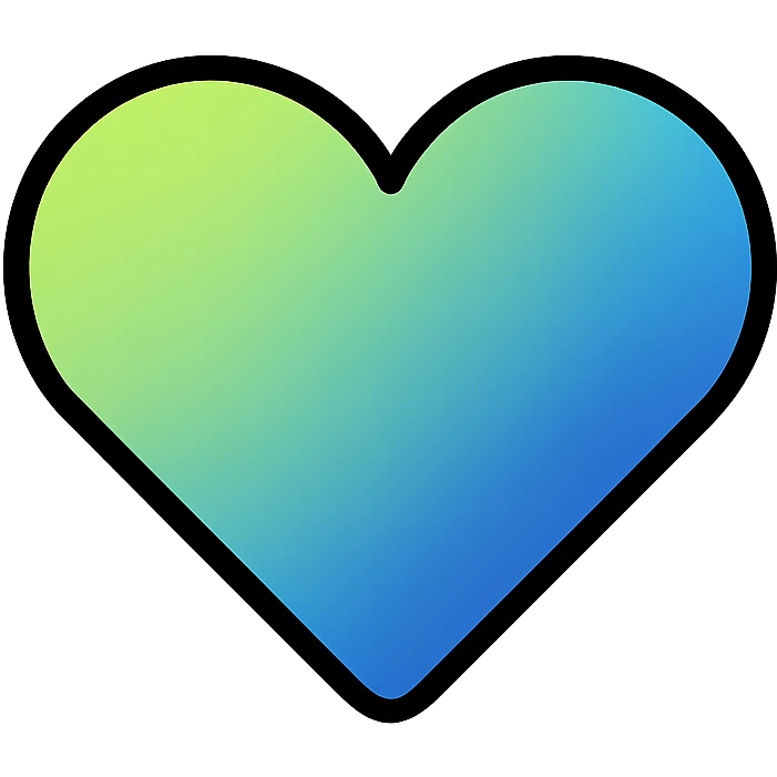 gradient heart icon with clean lines, modern icon style, lime and indigo gradient, no text emoji