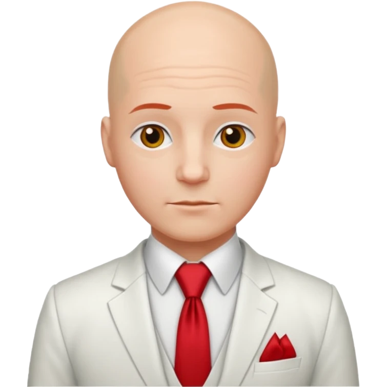 bald with red necktie, white suit emoji