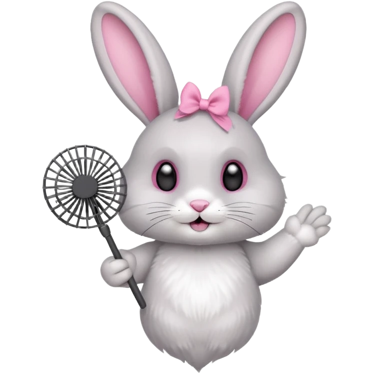 A rabbit hold a fan playfully emoji