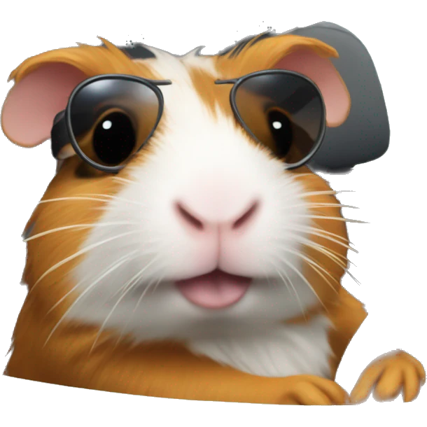Guinea pig driving car with sunglasses pooing emoji