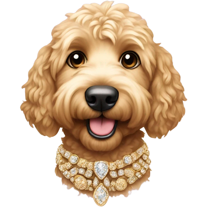 golden doodle wearing bling emoji