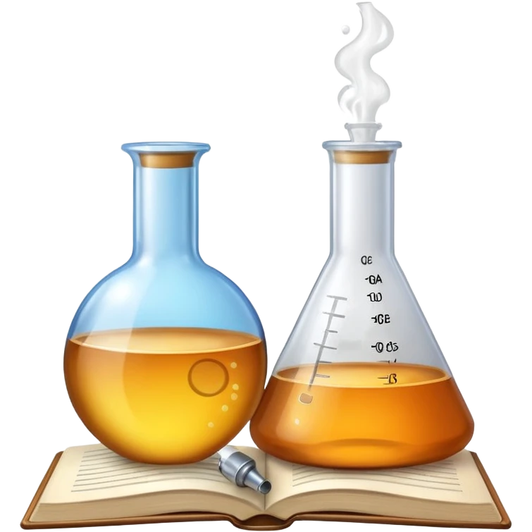 open textbook with a flask above it emoji