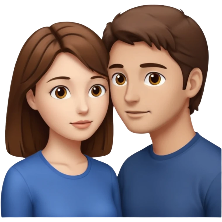 
Man head against woman head looking in their eyes, they both have brown hair emoji