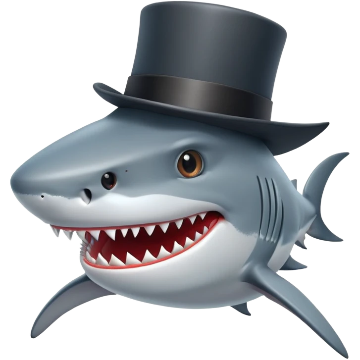 Shark with a top hat emoji