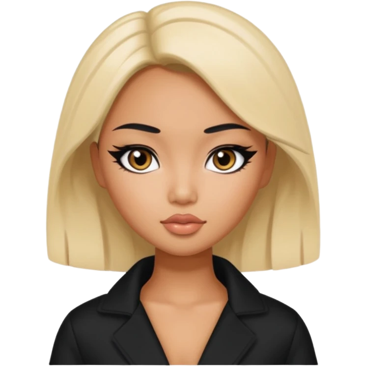 asian tanned beauty standard, pretty bratz baddie, black eyeliner emoji