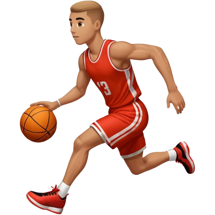Basketball player running and dribbling the ball, sideways emoji