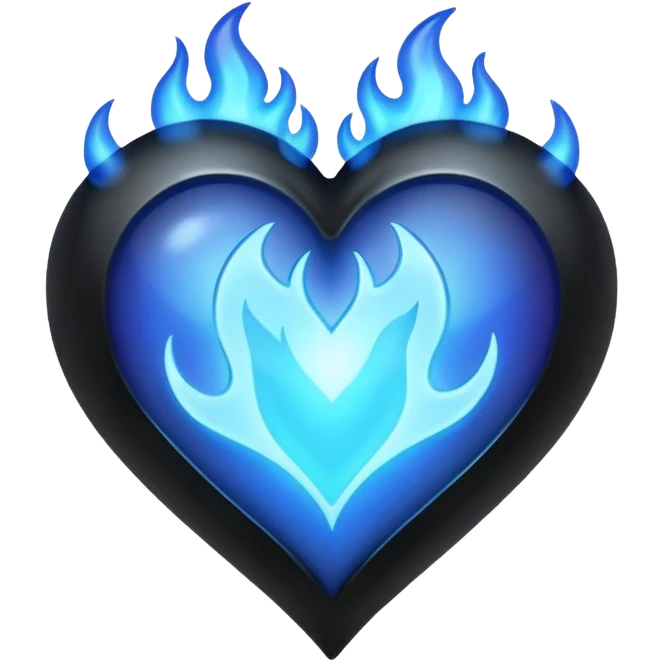 heart with black and blue flames emoji