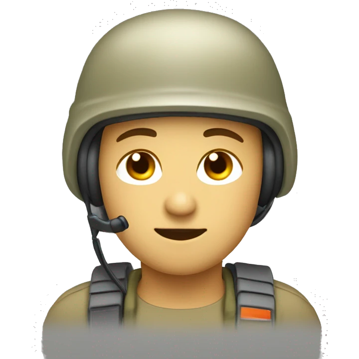 operator dressed in khaki color with a milatary helmet, without glasses, preferably male emoji