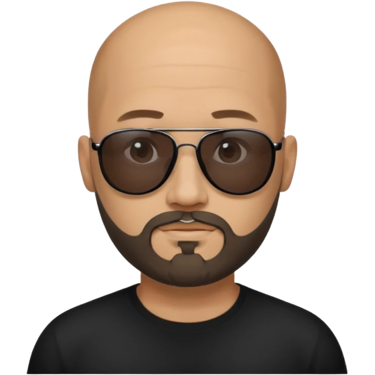 Bald man, wearing black fashion sunglasses, goatee beard emoji