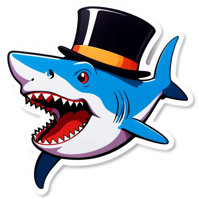 Shark with a top hat emoji