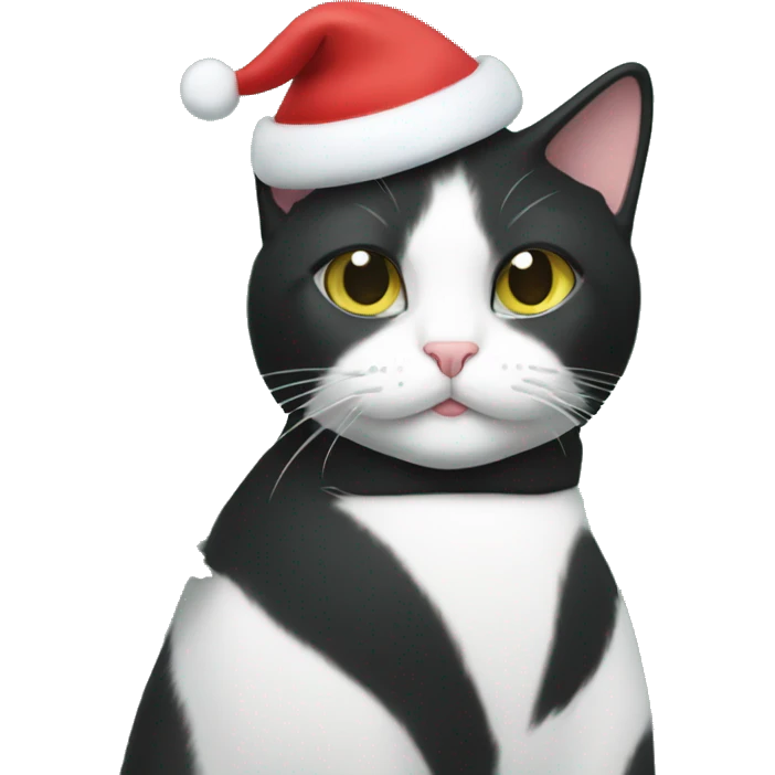 Tuxedo cat with Christmas tree  emoji