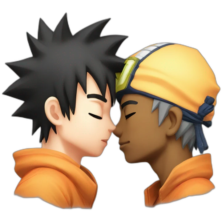 Naruto kissing goku emoji