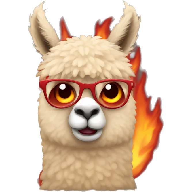 angry red coat alpaca emoji with burning eyes emoji