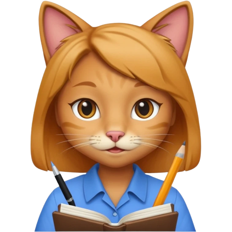 professional girl cat writing in notebook emoji