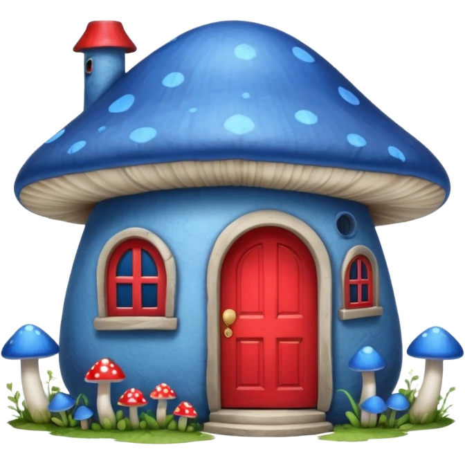 blue mushroom house emoji