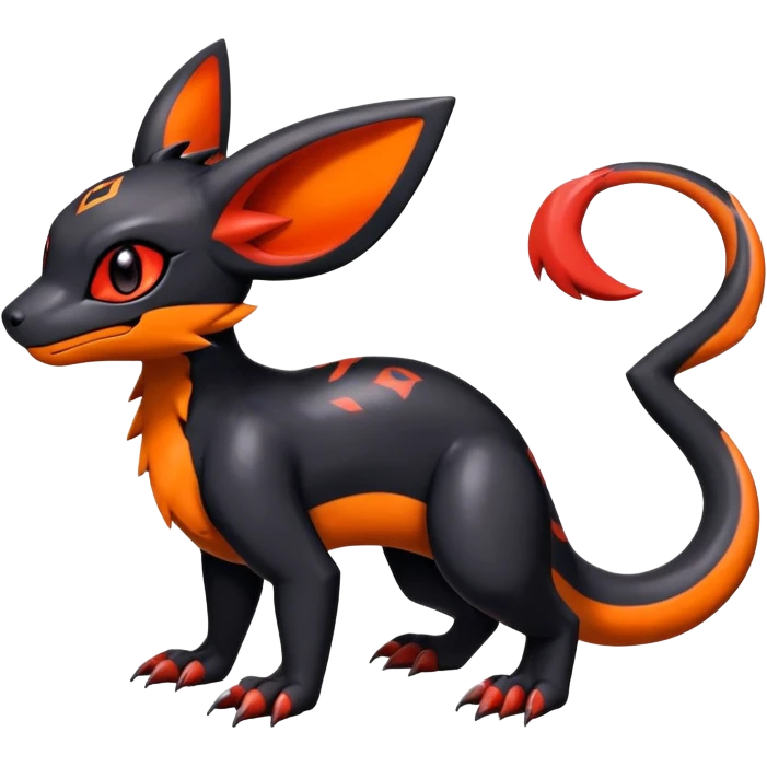 Cute Shiny Guilmon-Salandit-Umbreon-Fakémon-hybrid-creature (full body)  emoji
