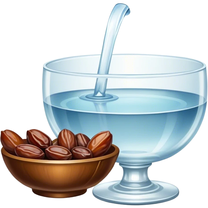 Bowl of dates in rococo style and a glass of water rococo style emoji