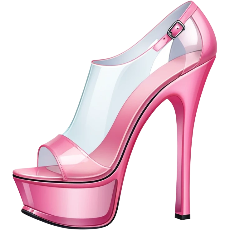 ultra realistic pair of platform open toe pink glass heels emoji