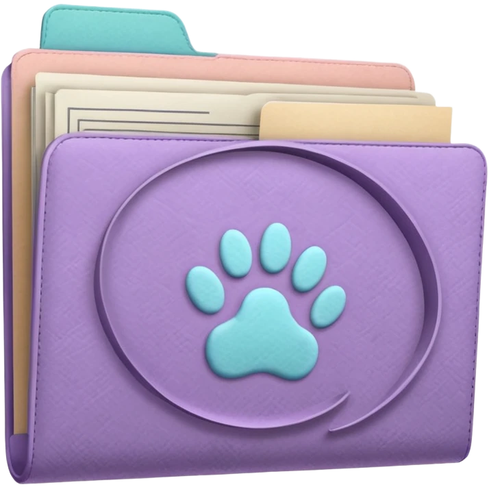 a pastel folder of documents with a pawprint on it emoji