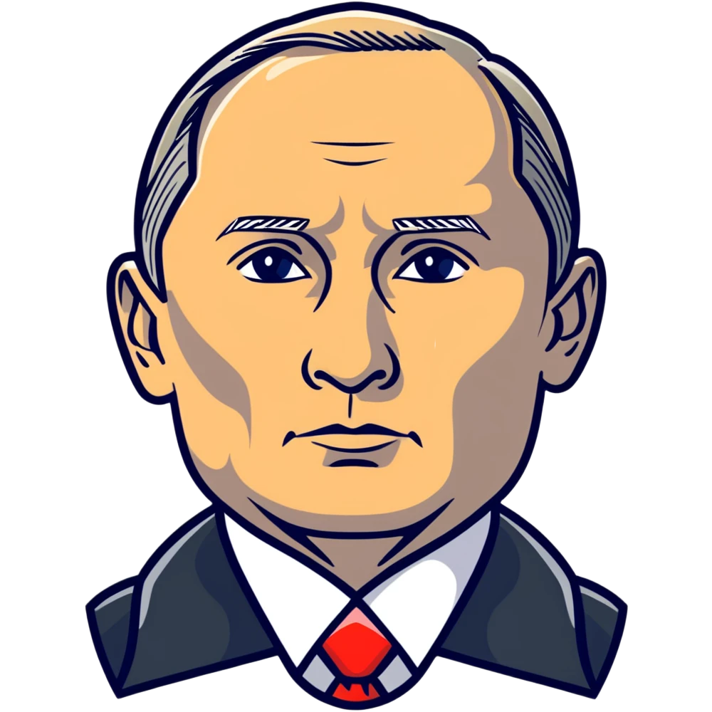 Vladimir Putin portrait with serious expression emoji