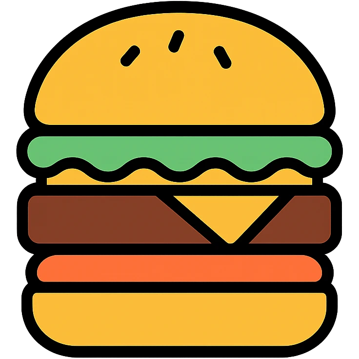 burger lineal color icon with black outlines simple bold emoji