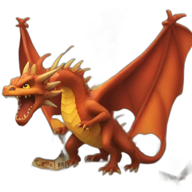 Dragon qui crash du feu sur un village emoji