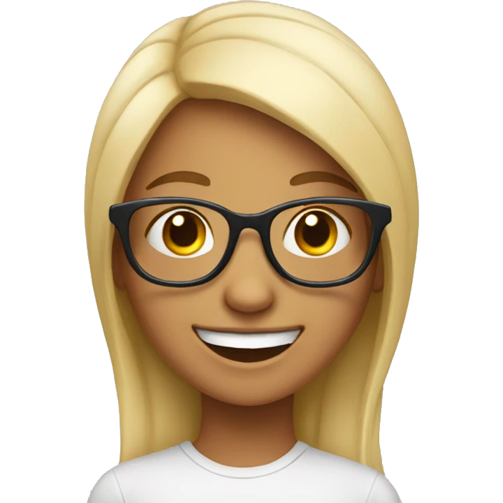 happy girl with glasses emoji