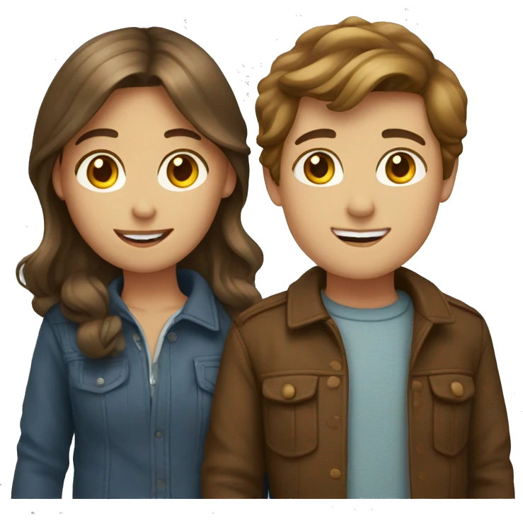Couple with Brown Hair Boy and Girl  emoji