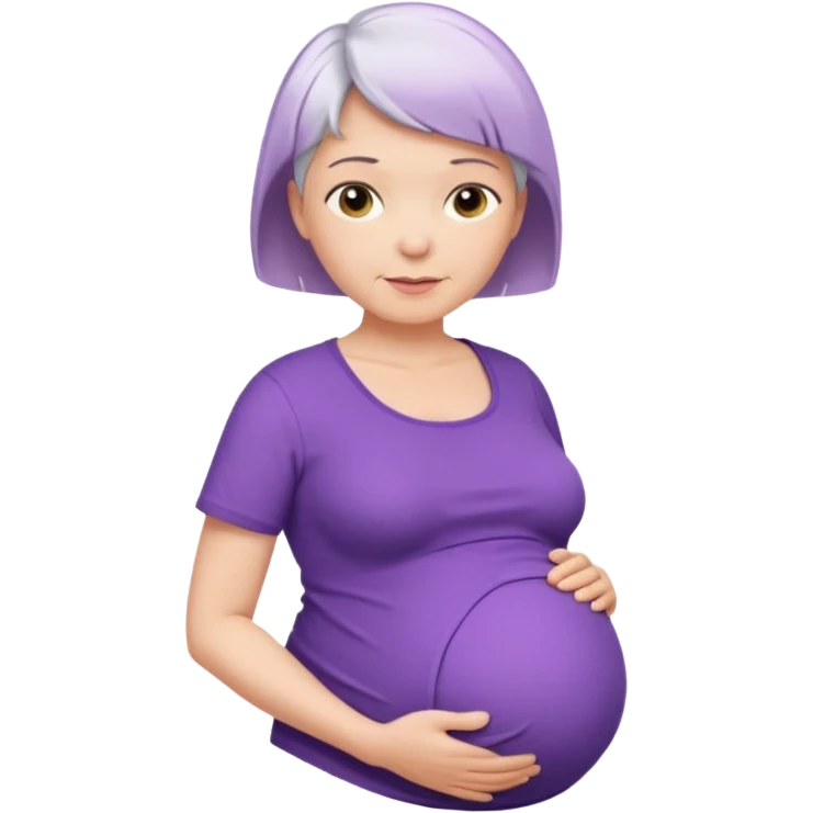 pregnant older women with purple shirt, white very short hair, head neck and abdomen only emoji