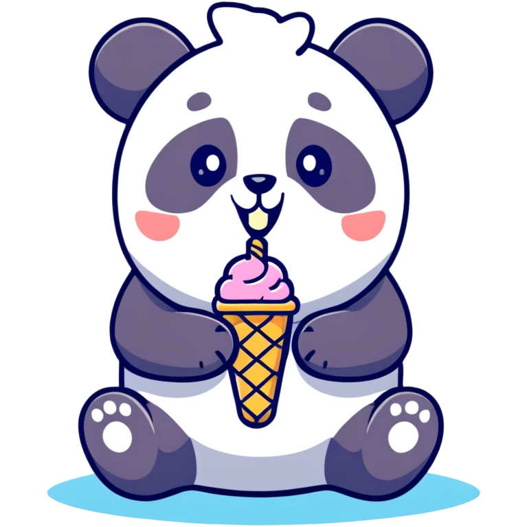 Panda eating ice cream emoji