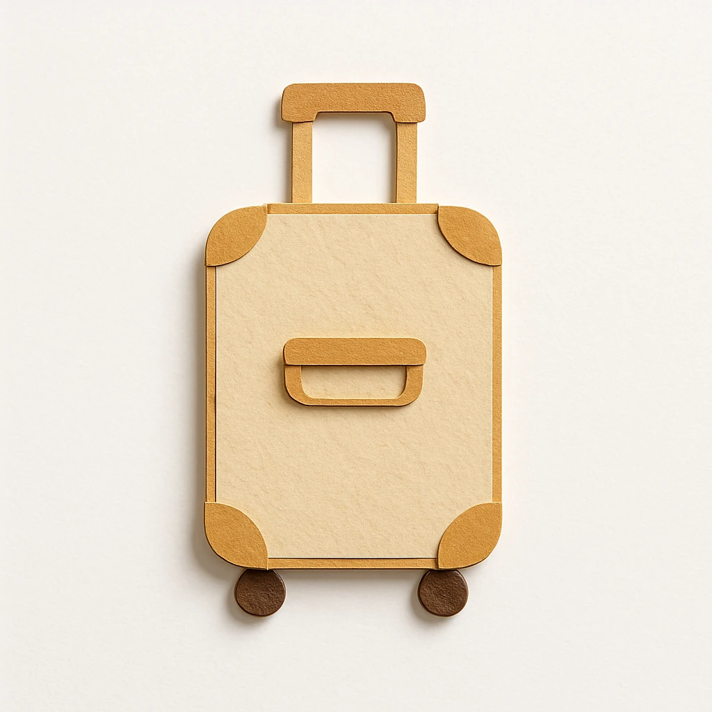 beige and tan suitcase on wheels emoji