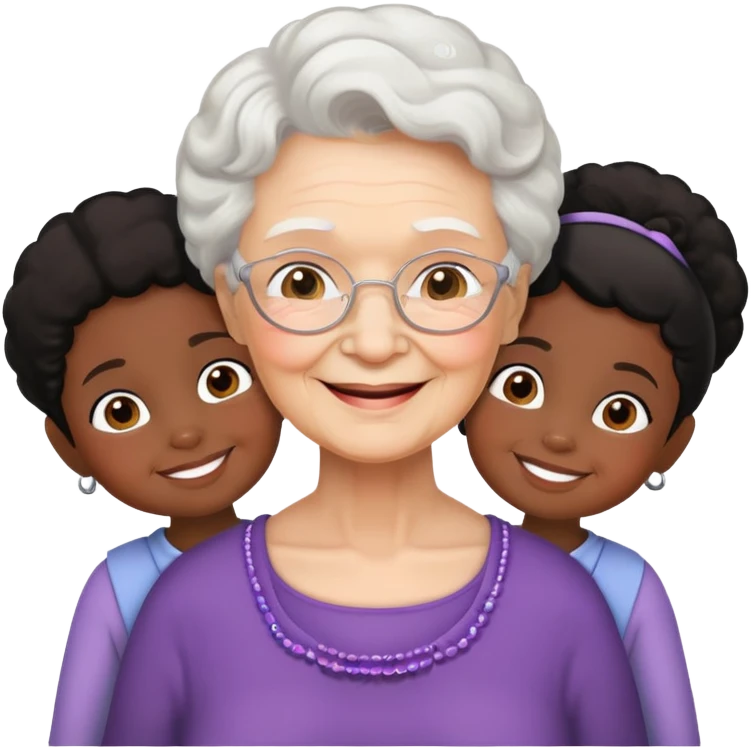 White Grandma with two black little girls  emoji