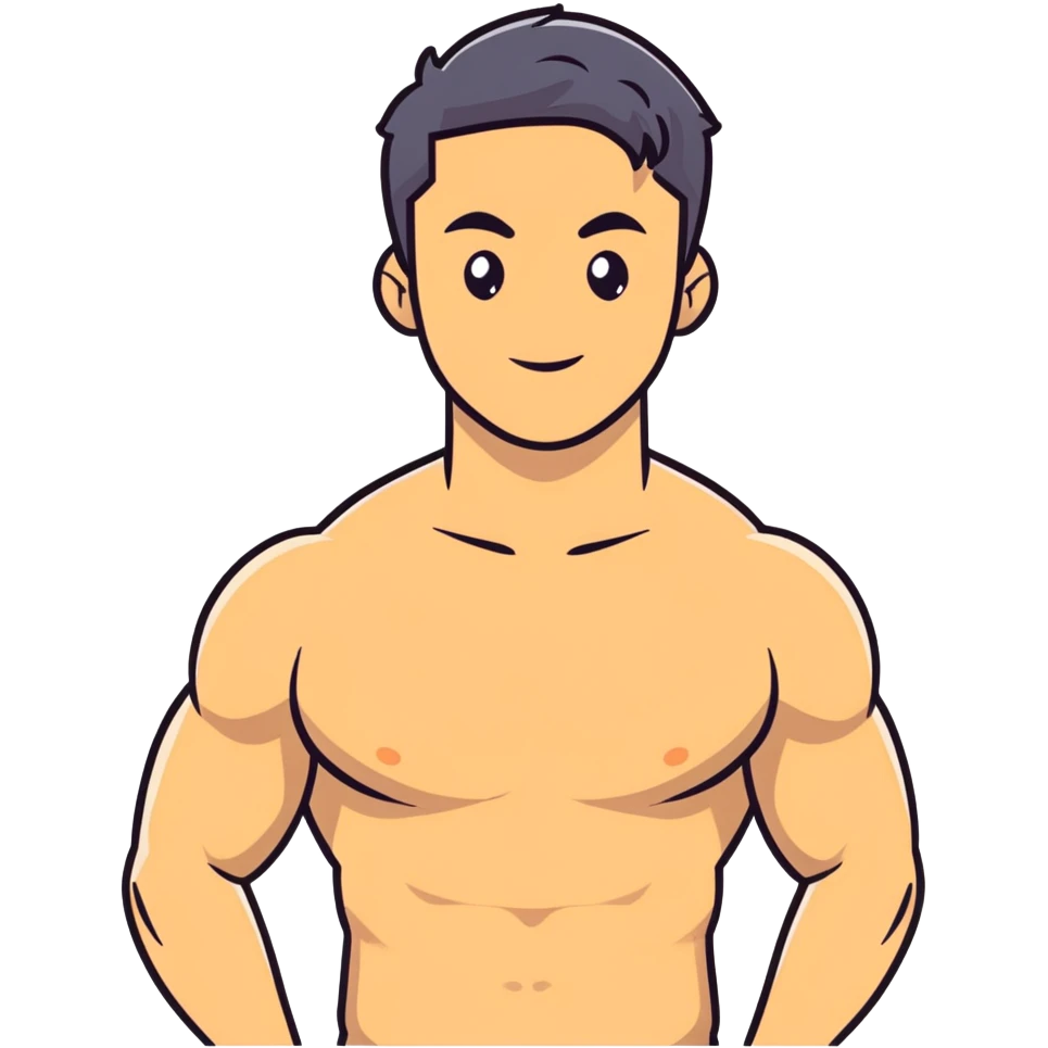Muscular Caucasian gay man wearing a bikini emoji