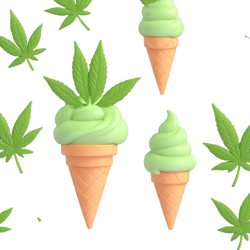 gelato with cannabis leaf emoji