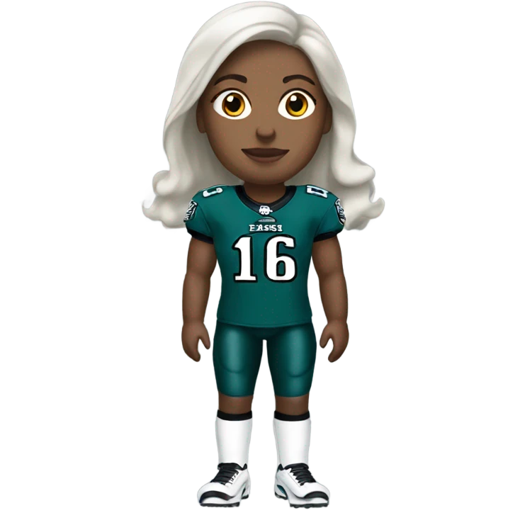 White Brunette wearing Philadelphia Eagles jersey emoji