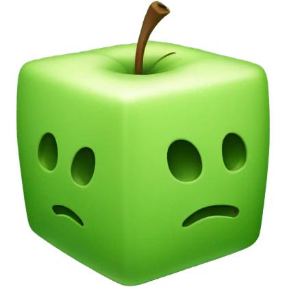 plain green Cube shaped Apple emoji