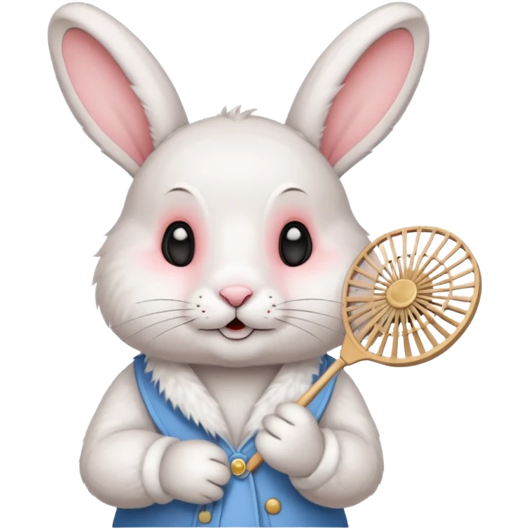 A rabbit hold a folding fan playfully emoji