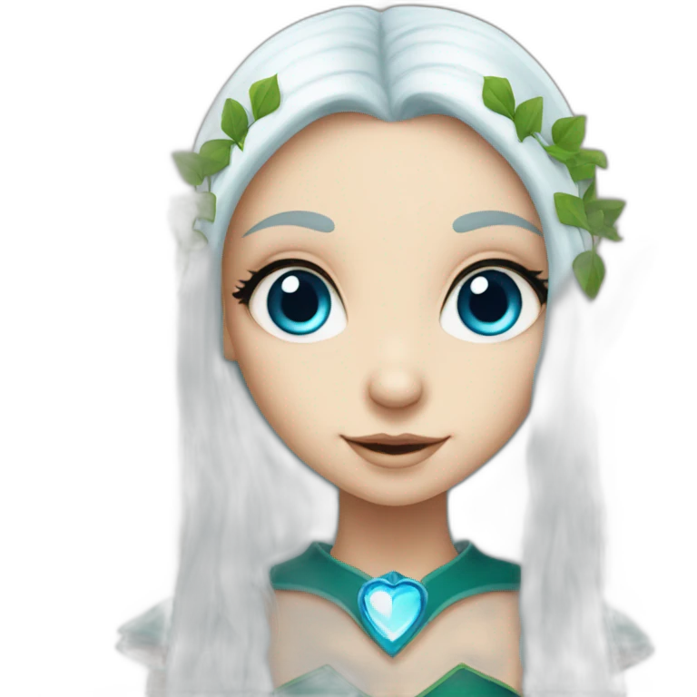 Elf girl with blue eyes whites and long hair emoji