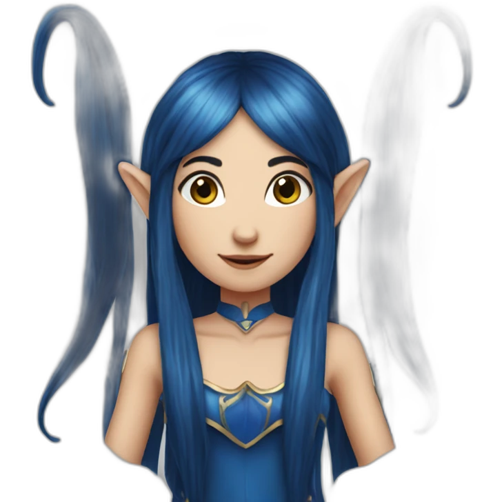 Long-dark-blue-hair-elf-girl emoji