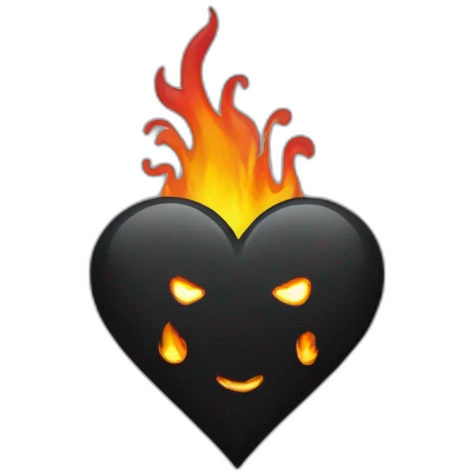 black heart with flames emoji