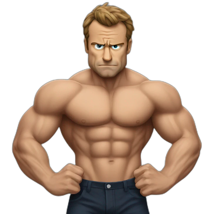 muscle macron frustrated pulling hair emoji