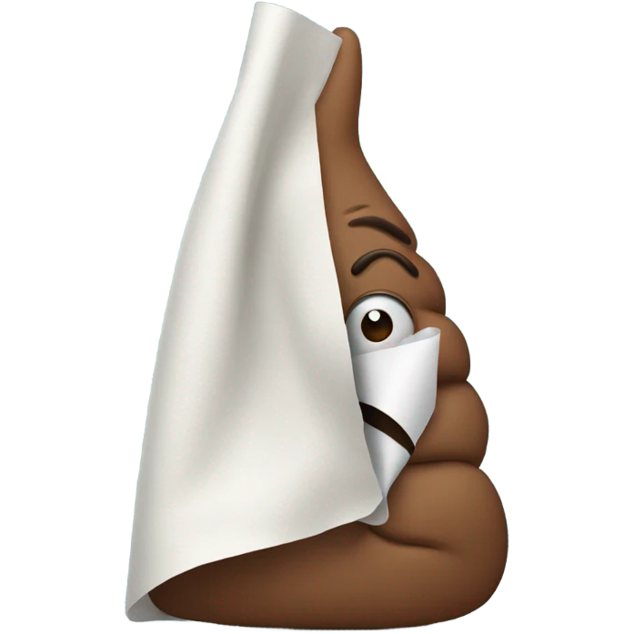 Poop emoji wiping face with paper towel emoji
