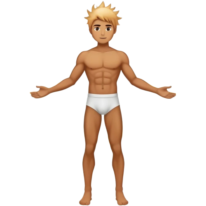 Abstract male figure with radiating energy and small wardrobe elements orbiting around like planets, masculine style influence emoji