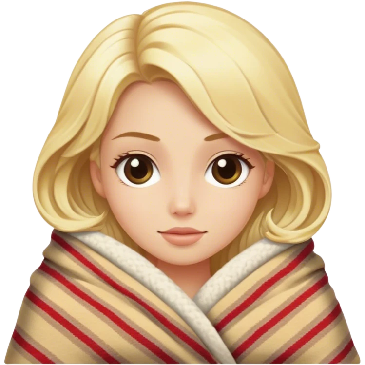 Cozy luxury blonde model in blanket  emoji