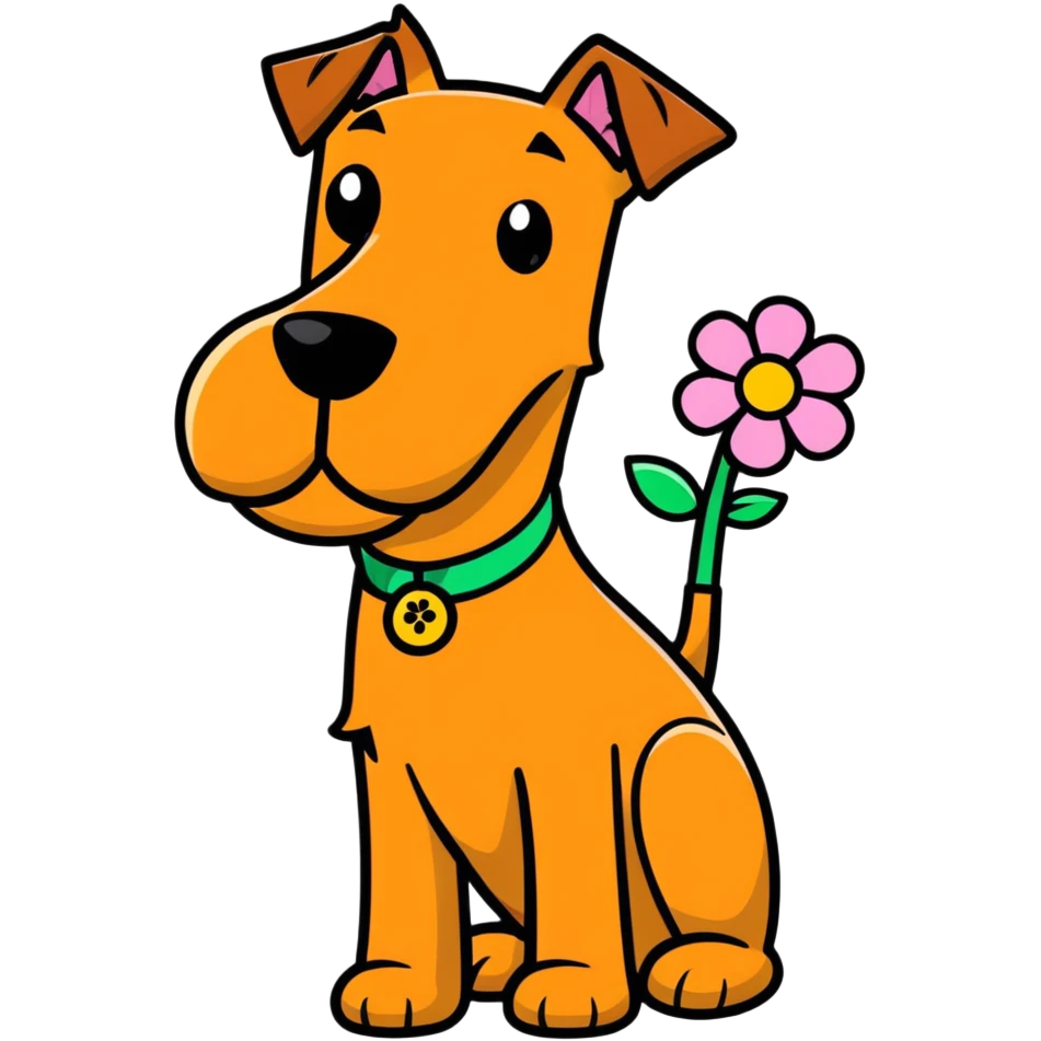 Irish terrier holding flower in mouth emoji
