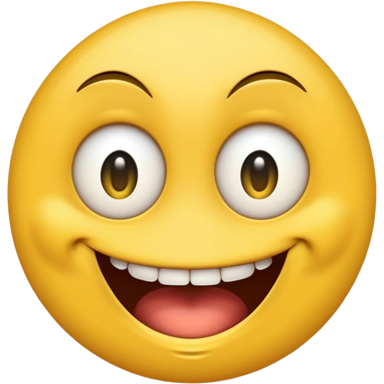 Yellow emoji with vertical slit eyes, huge creepy grin from ear to ear emoji