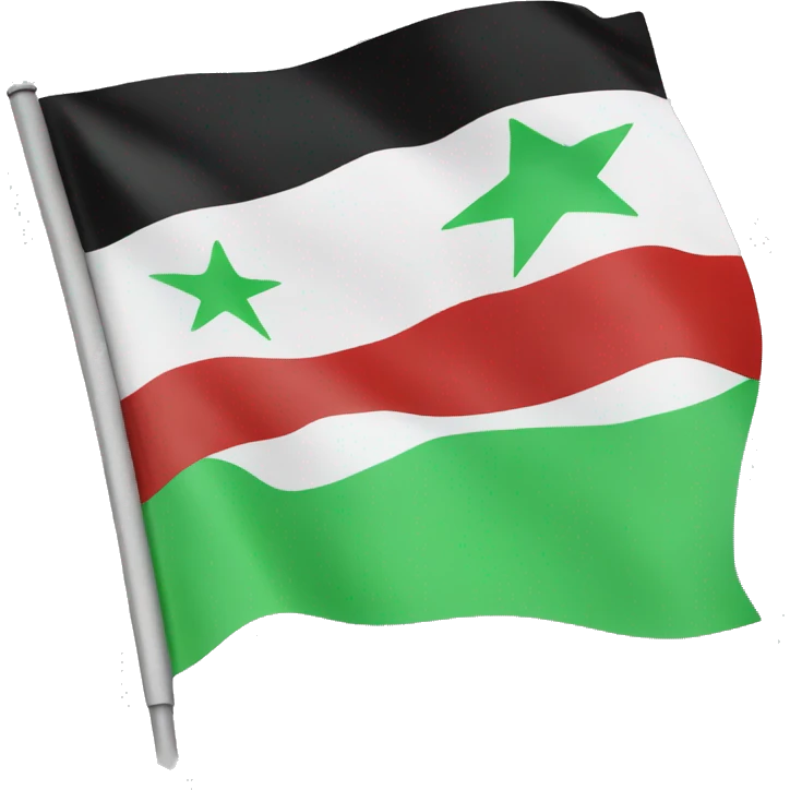Syrian revolution flag White green black three red stars emoji